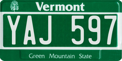 VT license plate YAJ597