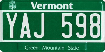 VT license plate YAJ598