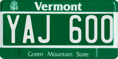 VT license plate YAJ600