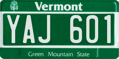 VT license plate YAJ601
