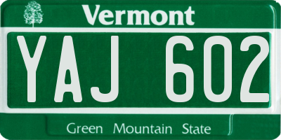 VT license plate YAJ602