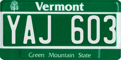 VT license plate YAJ603