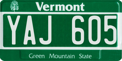 VT license plate YAJ605