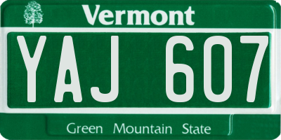 VT license plate YAJ607