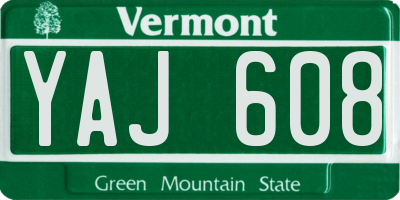VT license plate YAJ608