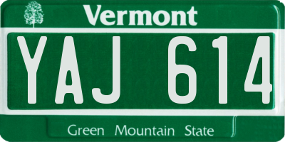 VT license plate YAJ614