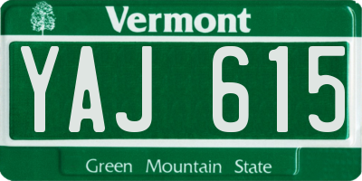 VT license plate YAJ615
