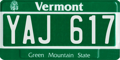 VT license plate YAJ617