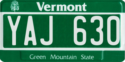 VT license plate YAJ630