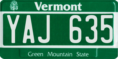 VT license plate YAJ635