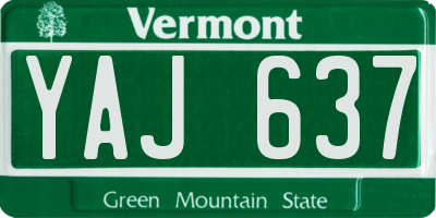VT license plate YAJ637
