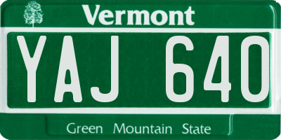 VT license plate YAJ640