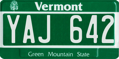 VT license plate YAJ642
