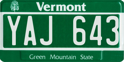 VT license plate YAJ643
