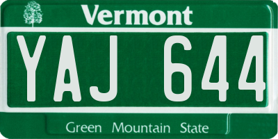VT license plate YAJ644