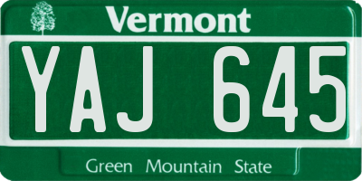 VT license plate YAJ645