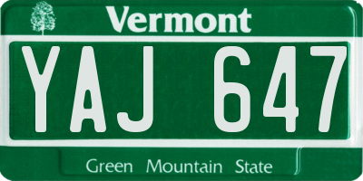 VT license plate YAJ647
