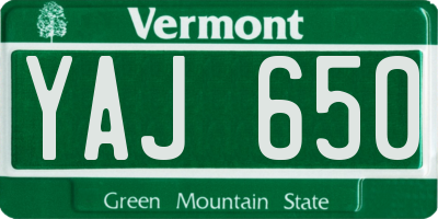 VT license plate YAJ650
