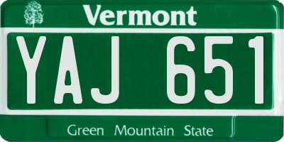 VT license plate YAJ651