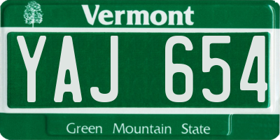 VT license plate YAJ654