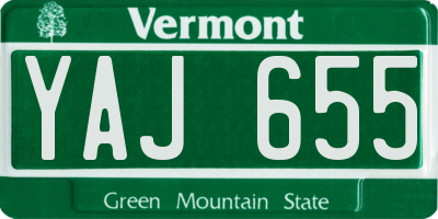 VT license plate YAJ655