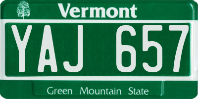 VT license plate YAJ657