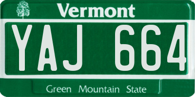 VT license plate YAJ664