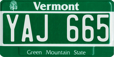 VT license plate YAJ665