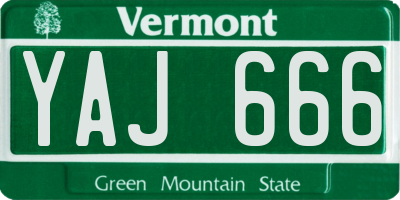 VT license plate YAJ666