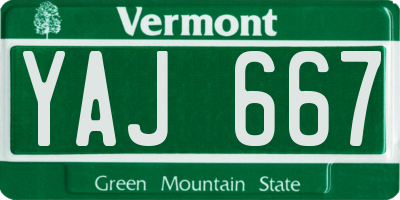 VT license plate YAJ667