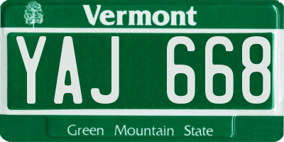 VT license plate YAJ668