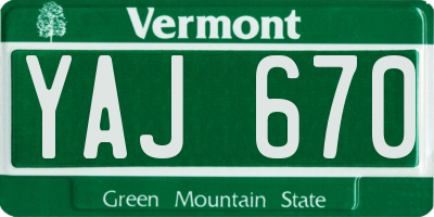 VT license plate YAJ670