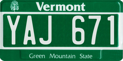VT license plate YAJ671