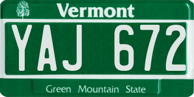 VT license plate YAJ672