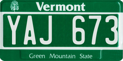 VT license plate YAJ673
