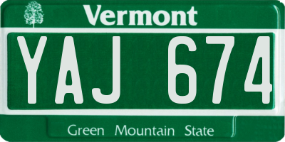 VT license plate YAJ674