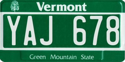 VT license plate YAJ678