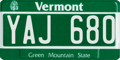 VT license plate YAJ680