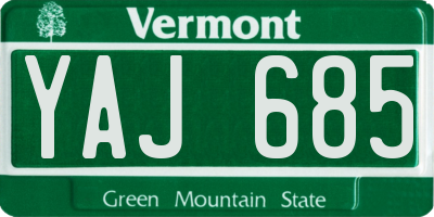 VT license plate YAJ685