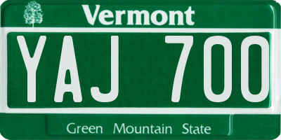 VT license plate YAJ700