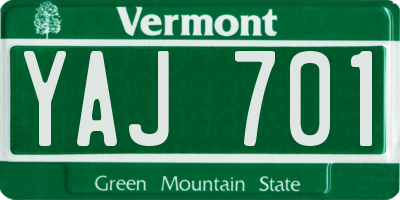 VT license plate YAJ701