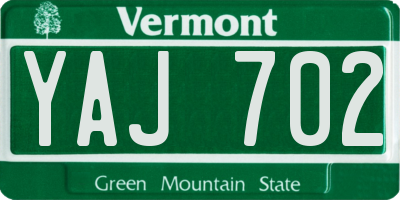 VT license plate YAJ702