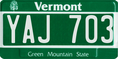 VT license plate YAJ703