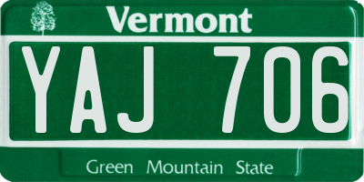 VT license plate YAJ706
