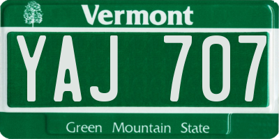 VT license plate YAJ707