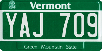 VT license plate YAJ709