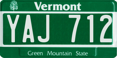 VT license plate YAJ712