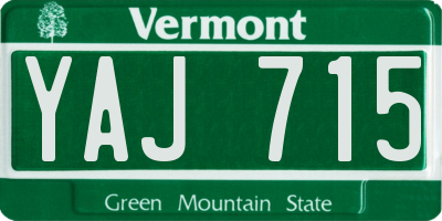 VT license plate YAJ715