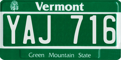VT license plate YAJ716