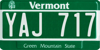 VT license plate YAJ717